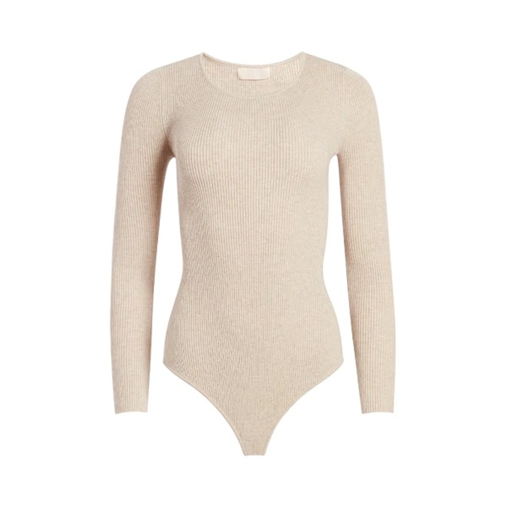 Nuuds Heather Oat Sweater Ribbed Crewneck Basic Bodysuit